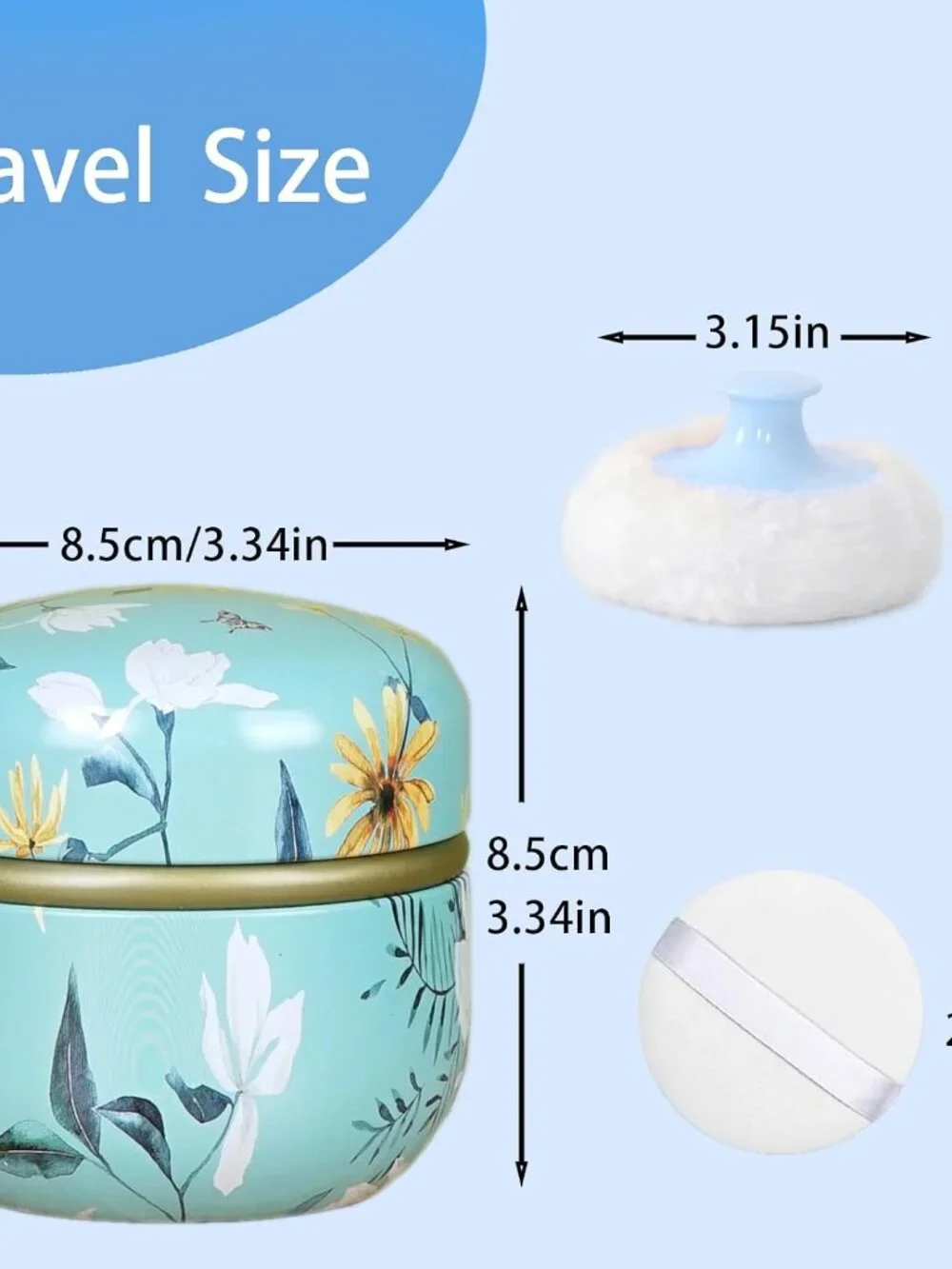 Body Powder Puff and Container, 3.15